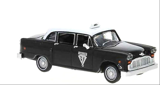 1974 Checker Cab Black and White "Winnipeg" 1/87 (HO) Scale Model Car by Brekina
